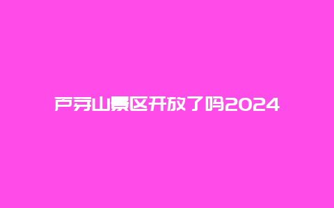 芦芽山景区开放了吗2024