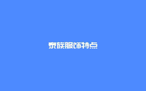 泰族服饰特点