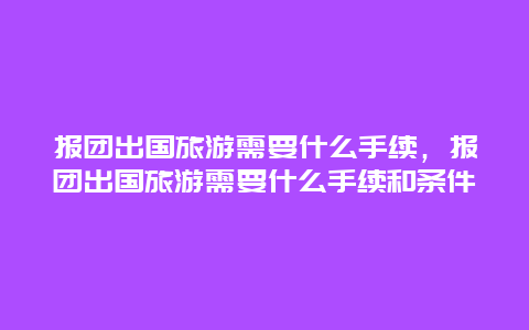 报团出国旅游需要什么手续，报团出国旅游需要什么手续和条件