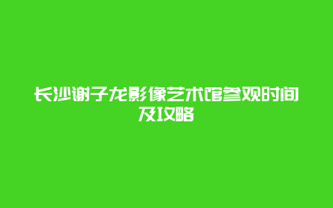 长沙谢子龙影像艺术馆参观时间及攻略