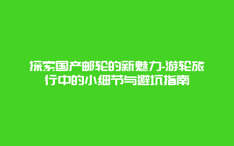 探索国产邮轮的新魅力-游轮旅行中的小细节与避坑指南