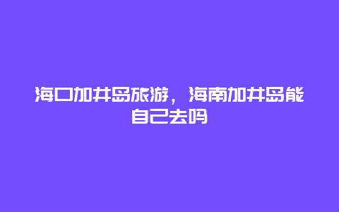 海口加井岛旅游，海南加井岛能自己去吗