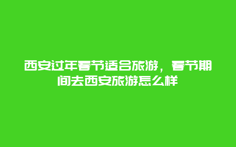 西安过年春节适合旅游，春节期间去西安旅游怎么样