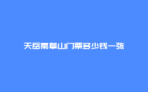 天岳幕阜山门票多少钱一张