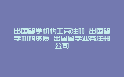 出国留学机构工商注册 出国留学机构资质 出国留学业务注册公司