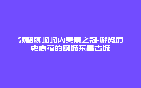 领略聊城城内美景之冠-游览历史底蕴的聊城东昌古城