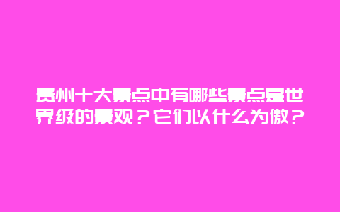 贵州十大景点中有哪些景点是世界级的景观？它们以什么为傲？