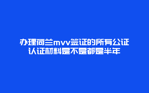 办理荷兰mvv签证的所有公证认证材料是不是都是半年