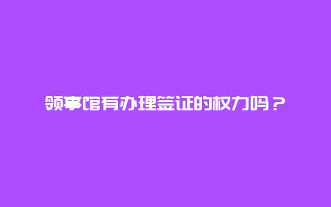 领事馆有办理签证的权力吗？