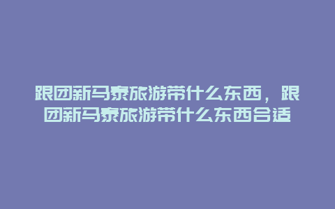 跟团新马泰旅游带什么东西，跟团新马泰旅游带什么东西合适