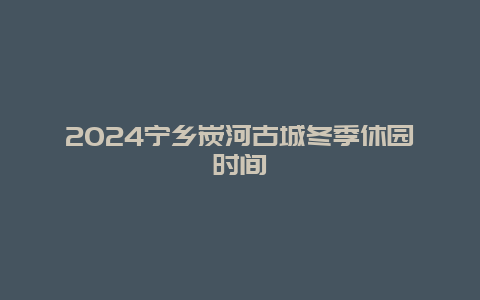 2024宁乡炭河古城冬季休园时间