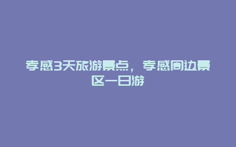 孝感3天旅游景点，孝感周边景区一日游