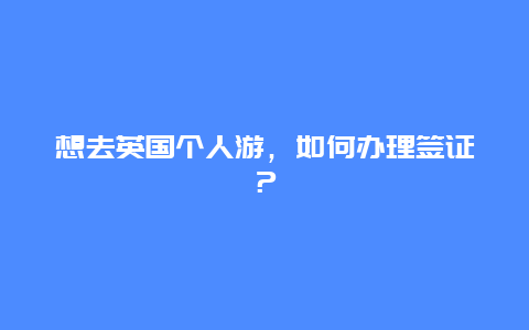 想去英国个人游，如何办理签证？