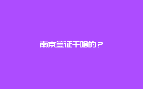 南京签证干啥的？