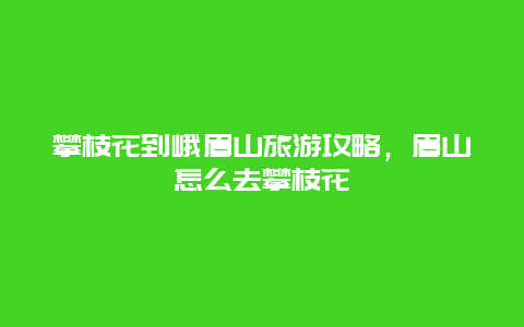 攀枝花到峨眉山旅游攻略，眉山怎么去攀枝花