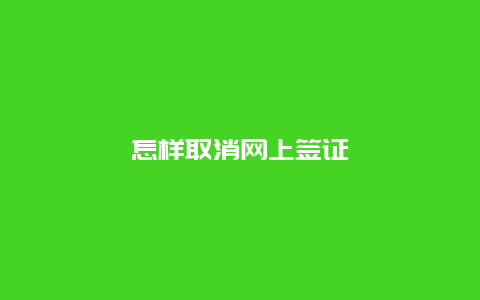 怎样取消网上签证