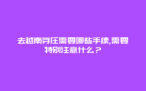 去越南芽庄需要哪些手续,需要特别注意什么？