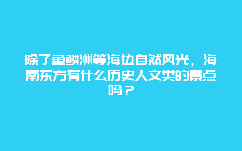 除了鱼鳞洲等海边自然风光，海南东方有什么历史人文类的景点吗？