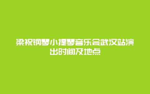 梁祝钢琴小提琴音乐会武汉站演出时间及地点