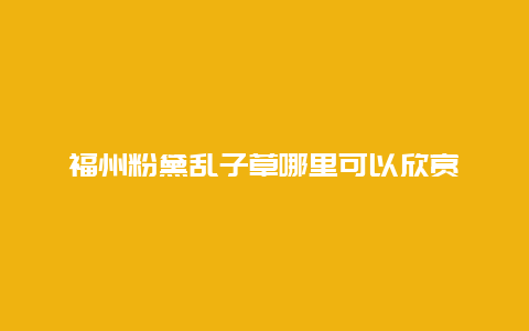 福州粉黛乱子草哪里可以欣赏