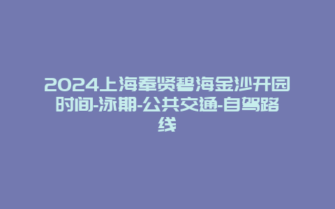 2024上海奉贤碧海金沙开园时间-泳期-公共交通-自驾路线