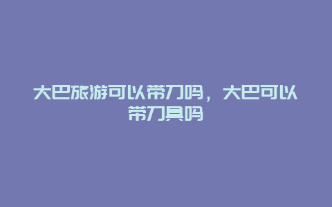 大巴旅游可以带刀吗，大巴可以带刀具吗