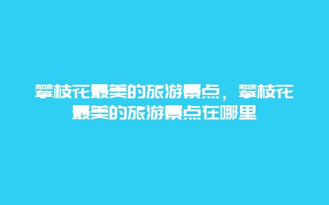 攀枝花最美的旅游景点，攀枝花最美的旅游景点在哪里