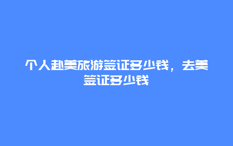 个人赴美旅游签证多少钱，去美签证多少钱