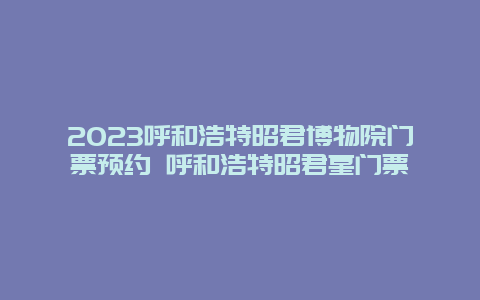 2024年呼和浩特昭君博物院门票预约 呼和浩特昭君墓门票