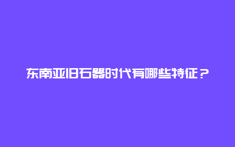 东南亚旧石器时代有哪些特征？