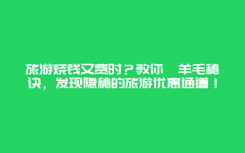 旅游烧钱又费时？教你薅羊毛秘诀，发现隐秘的旅游优惠通道！