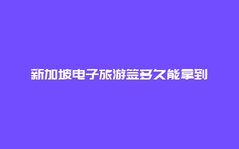 新加坡电子旅游签多久能拿到