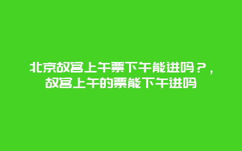 北京故宫上午票下午能进吗？，故宫上午的票能下午进吗