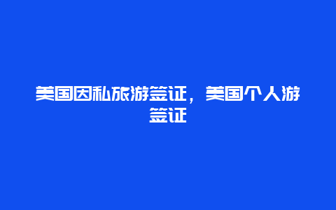 美国因私旅游签证，美国个人游签证