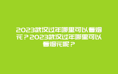 2024年武汉过年哪里可以看烟花？2024年武汉过年哪里可以看烟花呢？