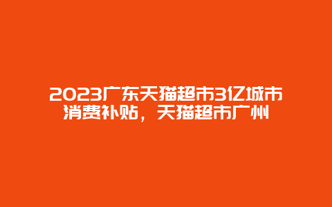 2024广东天猫超市3亿城市消费补贴，天猫超市广州