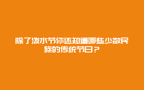 除了泼水节你还知道哪些少数民族的传统节日？