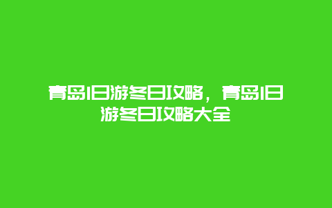 青岛1日游冬日攻略，青岛1日游冬日攻略大全