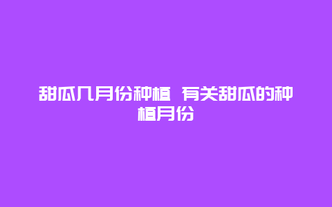 甜瓜几月份种植 有关甜瓜的种植月份