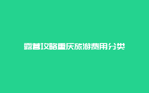 露营攻略重庆旅游费用分类