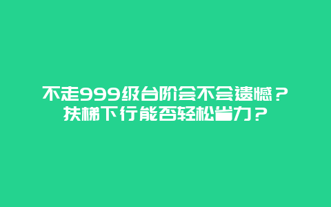 不走999级台阶会不会遗憾？扶梯下行能否轻松省力？