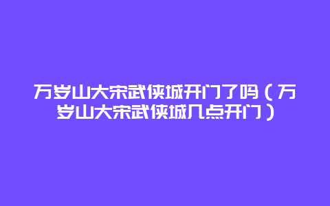 万岁山大宋武侠城开门了吗（万岁山大宋武侠城几点开门）