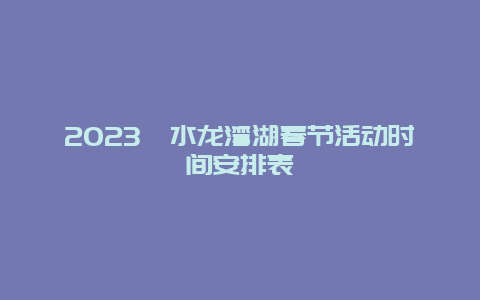 2024年泗水龙湾湖春节活动时间安排表