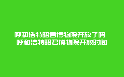 呼和浩特昭君博物院开放了吗 呼和浩特昭君博物院开放时间