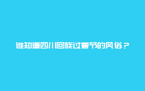 谁知道四川回族过春节的风俗？