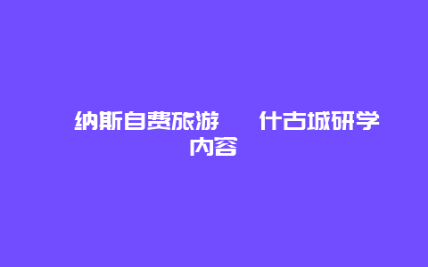 喀纳斯自费旅游 喀什古城研学内容