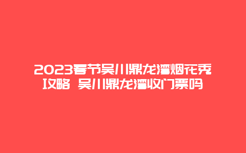 2024年春节吴川鼎龙湾烟花秀攻略 吴川鼎龙湾收门票吗