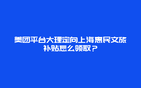 美团平台大理定向上海惠民文旅补贴怎么领取？