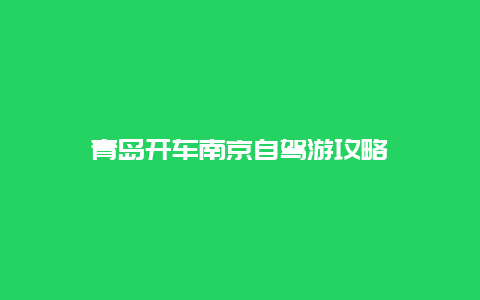 青岛开车南京自驾游攻略