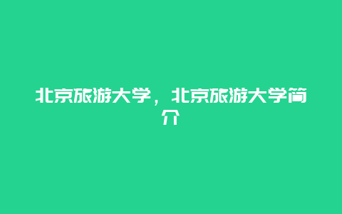 北京旅游大学，北京旅游大学简介